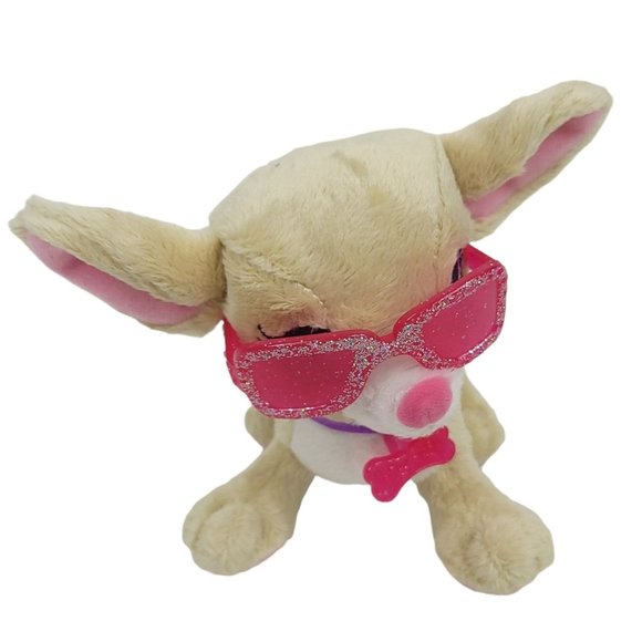 Mattel Barbie Dog Barking Puppy Plush 5" Stuffed Toy Tan Pink Sunglasses 2009 - Picture 2 of 9